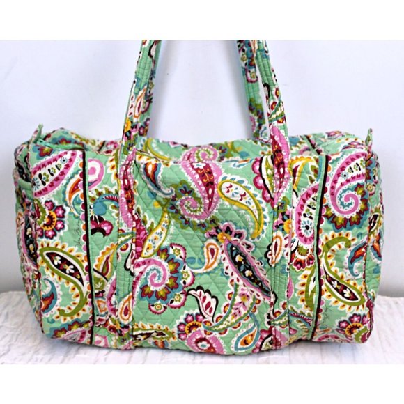 Vera Bradley Duffle Bag Green Paisley Tutti Frutti Spring 2013 Floral Overnight - Picture 4 of 12